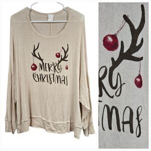 Merry Christmas Sweater Reindeer🦌 Deer Antler Ornament Bulbs Holiday Pullover